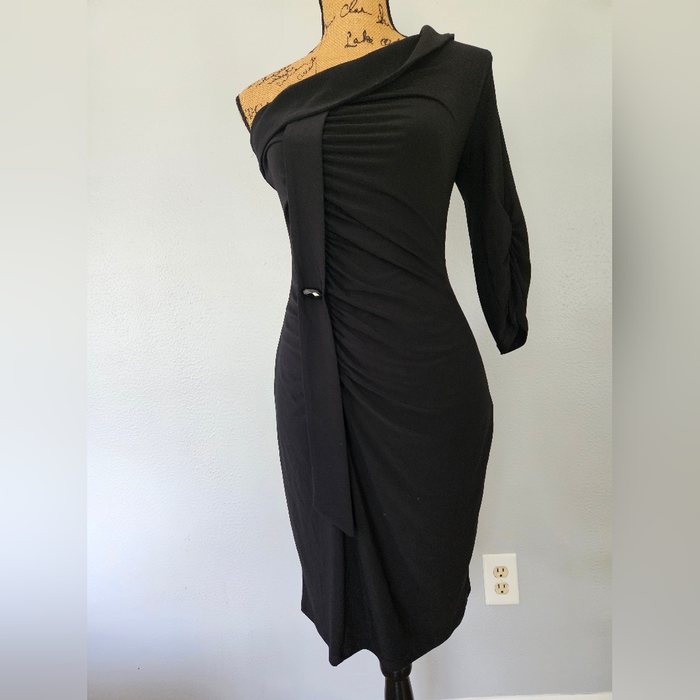 Black Asymmetrical One Shoulder Cocktail Dress